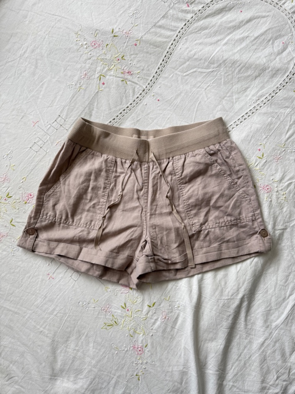Banana Republic Taupe Beige Elastic-Waist Cargo Shorts